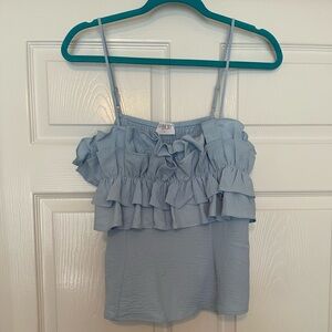 Sienna Sky Blue Ruffled Camisole Top